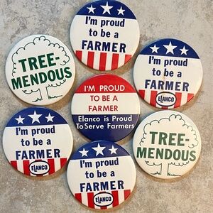 1970’s Elanco Proud Farmer Button Set - Red, Blue, Green, White Vintage